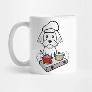 Cute white dog is cooking Mug